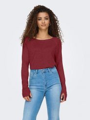 ONLY Sweter w kolorze bordowym rozmiar: S. Czerwone swetry klasyczne damskie Only, s, bez kołnierzyka. Za 101.23 zł.