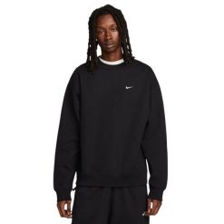 Bluza dresowa sportowa męska Solo Swoosh Fleece Crew. Czarne bluzy bez kaptura męskie Nike, m, z bawełny. Za 229.99 zł.