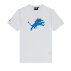 T-Shirt NFL Detroit Lions New Era Logo Blanc. Białe t-shirty męskie New Era, l, bez wzorów, z bawełny, bez kołnierzyka. Za 174.00 zł.