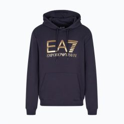 Bluza męska EA7 Emporio Armani Train Logo Series Big Logo Hoodie. Niebieskie bluzy z kapturem męskie EA7 Emporio Armani, m, z bawełny. Za 419.99 zł.