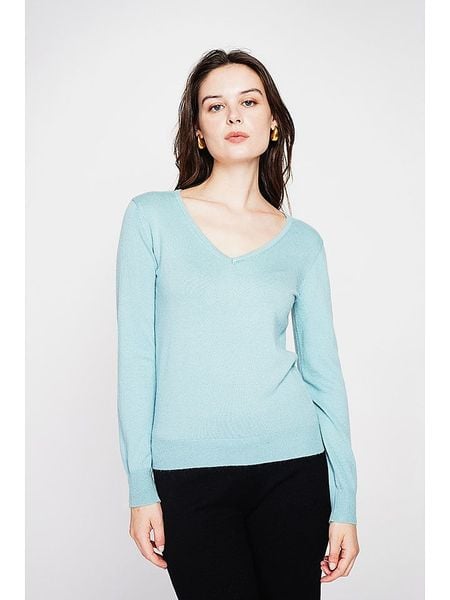 ASSUILI Sweter w kolorze turkusowym rozmiar: 34. Niebieskie swetry klasyczne damskie Assuili, bez kołnierzyka. Za 127.05 zł.