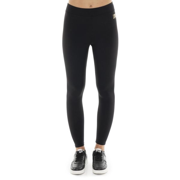 Leone 1947 Gold Studs Women-Leggings aus Stretch-Nylon with goldenem Logo. Czarne spodnie dresowe damskie LEONE 1947 APPAREL, bez wzorów, z nylonu. W wyprzedaży za 84.54 zł.