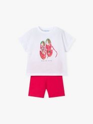Mayoral Komplet t-shirt i legginsy 3731 Biały Regular Fit. Białe koszulki dziewczęce Mayoral, bez wzorów, z bawełny, bez ramiączek. Za 129.99 zł.
