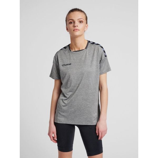 Hummel KOSZULKA DAMSKA T-shirt hmlAUTHENTIC POLY JERSEY WOMAN. Szare bluzki sportowe damskie HUMMEL, na lato, l, bez wzorów, z jersey, bez ramiączek. Za 85.00 zł.