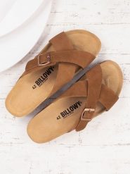 Billowy Skórzane klapki w kolorze jasnobrązowym rozmiar: 43. Brązowe klapki i japonki męskie Billowy. Za 130.99 zł.