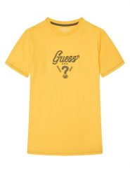 Guess T-Shirt L6GI06 K8HM4 Żółty Relaxed Fit. Żółte t-shirty chłopięce Guess, z aplikacjami, z bawełny, bez ramiączek. Za 99.99 zł.