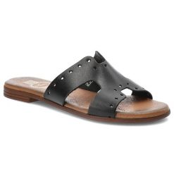 Czarne Klapki Lemar Skórzane Buty Damskie. Czarne klapki damskie Lemar, bez wzorów, ze skóry, bez obcasa, na obcasie. Za 169.00 zł.