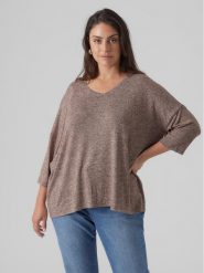 Vero Moda Curve Bluzka Brianna 10297287 Brązowy Regular Fit. Brązowe bluzki damskie Vero Moda Curve, bez wzorów, z syntetyku, bez kołnierzyka, bez ramiączek. Za 59.99 zł.
