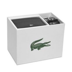 Zestaw etui na karty i pasek Lacoste. Czarne paski męskie Lacoste, bez wzorów. Za 539.99 zł.