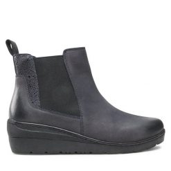 Botki Go Soft. Niebieskie botki damskie GO SOFT, bez obcasa, na koturnie, bez zapięcia. Za 199.99 zł.