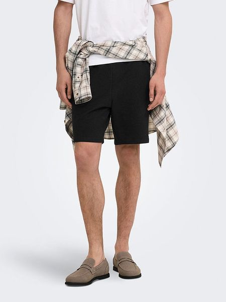 ONLY & SONS Szorty "Onskian" w kolorze czarnym rozmiar: S. Czarne szorty męskie Only & Sons, bez kołnierzyka. Za 65.54 zł.
