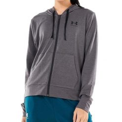 Bluza sportowa damska Under Armour Rival Terry Full Zip Hoodie. Szare bluzy z kapturem damskie Under Armour, s, z elastanu. Za 305.99 zł.