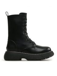 DeeZee Trapery ZAL90087-4 Czarny. Czarne trapery damskie DeeZee, ze skóry, bez obcasa. Za 229.99 zł.