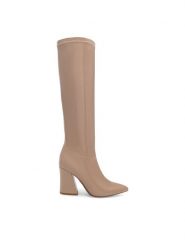 Nine West Kozaki SHARLEEZ 13196H Beżowy. Brązowe kozaki damskie Nine West, ze skóry, bez obcasa, na słupku. Za 329.99 zł.
