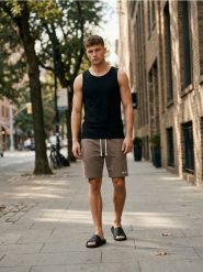 Szorty slim - brązowy. Brązowe szorty męskie Sinsay, bez kołnierzyka. Za 39.99 zł.