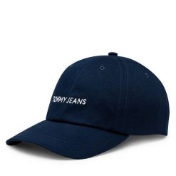 Czapka z daszkiem Tommy Jeans. Niebieskie czapki z daszkiem damskie Tommy Jeans, bez wzorów, z jeansu. Za 99.99 zł.