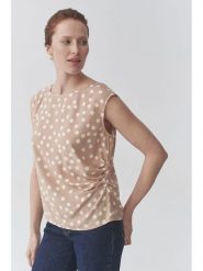 TATUUM Bluzka "Kobie" w kolorze beżowym rozmiar: 36. Brązowe bluzki damskie Tatuum, s, bez wzorów, z wiskozy, klasyczne, bez kołnierzyka, bez ramiączek. Za 95.92 zł.