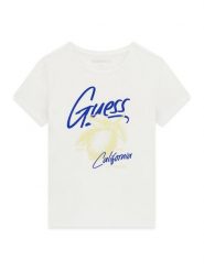 Guess T-Shirt J6GI01 K6YW4 Biały Regular Fit. Białe koszulki dziewczęce Guess, z aplikacjami, z bawełny, bez ramiączek. Za 99.99 zł.