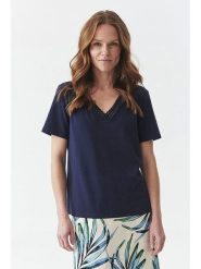 TATUUM Bluzka "Erykah" w kolorze granatowym rozmiar: S. Niebieskie bluzki damskie Tatuum, s, bez wzorów, z koronki, bez kołnierzyka, bez ramiączek. Za 74.63 zł.
