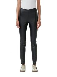 S.Oliver Spodnie w kolorze czarnym ze skóry syntetycznej rozmiar: 42. Czarne spodnie materiałowe damskie S.Oliver, bez wzorów, ze skóry, z podwyższonym stanem. Za 93.07 zł.