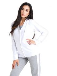 Bluza miękki z bawełna z kaptur na co dzień. Białe bluzy sportowe damskie LEONE 1947 APPAREL, s, z bawełny. Za 231.51 zł.