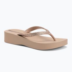 Japonki damskie Ipanema Mesh Chic Plat. Brązowe klapki damskie Ipanema, bez wzorów, z gumy, bez obcasa. Za 109.99 zł.