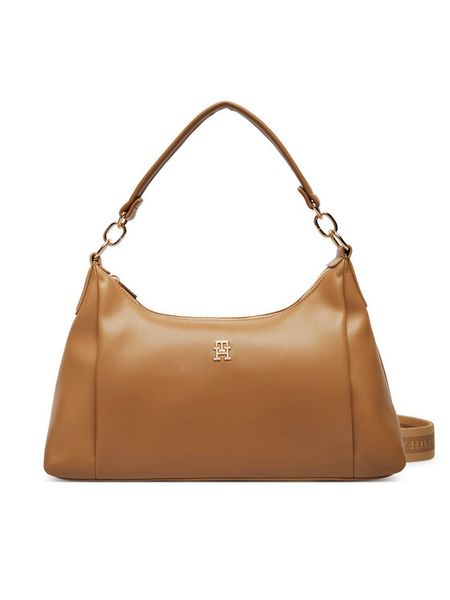 Tommy Hilfiger Torebka Th Essential Shoulder Bag AW0AW18373 Brązowy. Brązowe torebki klasyczne damskie Tommy Hilfiger, bez wzorów, ze skóry, bez dodatków. Za 409.99 zł.
