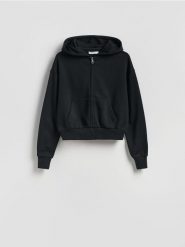 Rozpinana bluza - czarny. Czarne bluzy bez kaptura damskie Reserved, l, z bawełny. Za 109.99 zł.