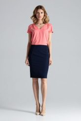 Elegancka Spódnica Tuba przed Kolano - Granatowy. Niebieskie spódniczki damskie Figl, xl, bez wzorów, z materiału, eleganckie, ołówkowe. Za 189.00 zł.