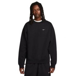 Bluza dresowa sportowa męska Solo Swoosh Fleece Crew. Czarne bluzy bez kaptura męskie Nike, m, z bawełny. Za 229.99 zł.