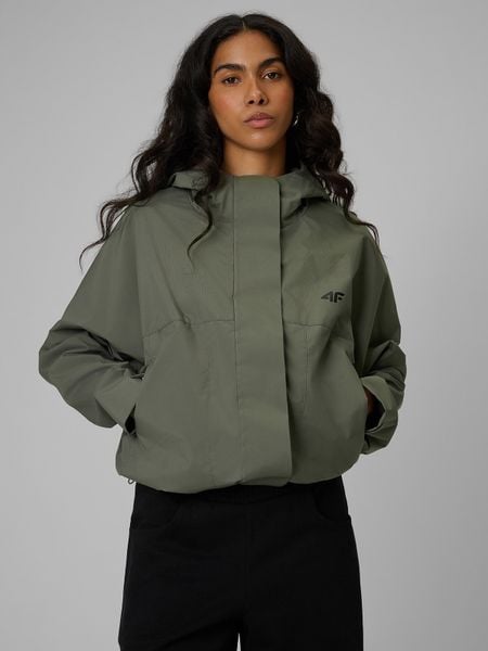 4F Kurtka przejściowa damska - khaki M. Brązowe kurtki damskie 4f, m, bez wzorów, z materiału, bez kaptura. Za 349.99 zł.