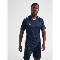 Koszulka piłkarska z krótkim rękawem męska Hummel Core XK Poly Jersey S/S. Niebieskie t-shirty sportowe męskie HUMMEL, l, z jersey, bez ramiączek, do piłki nożnej. Za 128.00 zł.