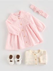 Sukienka z opaską - pastelowy róż. Czerwone sukienki dziewczęce Reserved, bez wzorów, z bawełny, bez ramiączek. Za 85.99 zł.