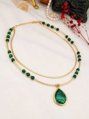 Pierres de Jade Pozłacany naszyjnik z elementami ozdobnymi - dł. 45 cm rozmiar: onesize. Zielone naszyjniki damskie Pierres de Jade, pozłacane. Za 141.85 zł.
