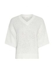 MOSS COPENHAGEN Sweter "Hannalie" w kolorze kremowym rozmiar: M/L. Brązowe swetry klasyczne damskie MOSS COPENHAGEN, l, z bawełny, bez kołnierzyka. Za 184.89 zł.