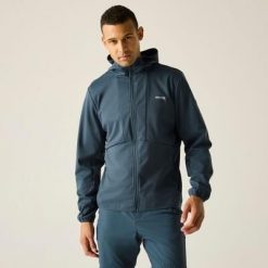 Męska wodoodporna kurtka typu softshell z kapturem Tredmoor. Niebieskie kurtki softshell damskie Regatta, m, bez wzorów, z materiału, z kapturem. Za 299.99 zł.