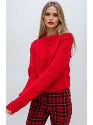 Monki Sweter w kolorze czerwonym rozmiar: M. Czerwone swetry klasyczne damskie Monki, m, bez kołnierzyka. Za 80.33 zł.