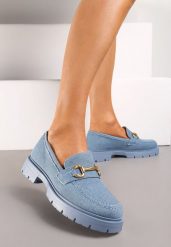 Niebieskie Eleganckie Mokasyny z Minimalistyczną Klamerką Lenar. Niebieskie mokasyny damskie Renee. Za 89.99 zł.