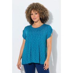 Damskie Bluzka funkcyjna klasyczna okrągły dekolt rękaw 1/2. Niebieskie bluzki sportowe damskie Ulla Popken, plus size, z elastanu, bez kołnierzyka, bez ramiączek. Za 199.99 zł.