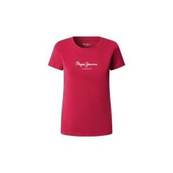 Koszulka damska Pepe Jeans New Virginia. Czerwone t-shirty damskie Pepe Jeans, bez wzorów, z jeansu, bez kołnierzyka. Za 124.70 zł.