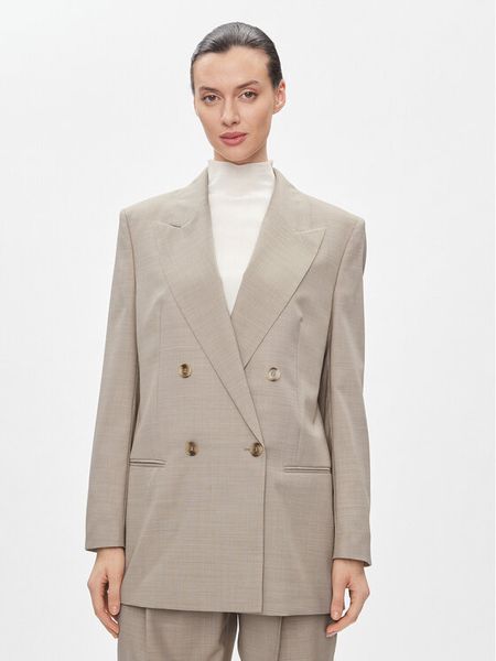 Boss Marynarka Jarmina 50505587 Beżowy Relaxed Fit. Brązowe marynarki i żakiety damskie Boss, bez wzorów, z wełny. Za 1,339.00 zł.