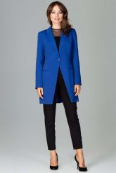Szafirowy Długi Elegancki Żakiet na Jeden Guzik. Niebieskie marynarki i żakiety damskie Katrus, l, bez wzorów, z materiału, eleganckie. Za 299.00 zł.
