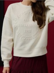 Bluza crewneck oversize z napisem - kremowy. Białe bluzy bez kaptura damskie Sinsay, l. Za 45.99 zł.