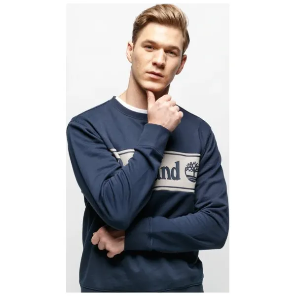 Timberland Bluza Cut & Sew Lineal Logo Sweatshirt , granatowy, rozmiar M. Niebieskie bluzy bez kaptura męskie Timberland, m, z bawełny. W wyprzedaży za 255.99 zł.