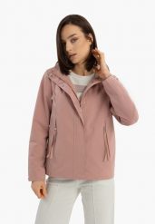 Kurtka wodoodporna z kapturem J-LAGUSTI. Czerwone kurtki damskie Volcano, l, bez wzorów, z materiału, z kapturem. Za 339.99 zł.