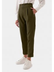 Just like you Spodnie w kolorze khaki rozmiar: 36. Brązowe spodnie materiałowe damskie Just like you, bez wzorów, z materiału, z podwyższonym stanem. Za 158.84 zł.