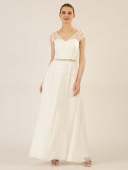 APART Sukienka w kolorze białym rozmiar: 38. Białe sukienki damskie Apart, bez wzorów, z koronki, bez kołnierzyka, bez ramiączek, maxi. Za 304.99 zł.