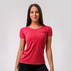 Koszulka damska fitness slim czerwona Basic Vintage. Czerwone topy sportowe damskie GYMBEAM, m, bez wzorów, z bawełny, bez ramiączek. Za 42.90 zł.