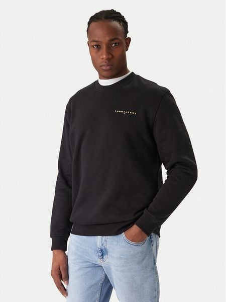 Tommy Jeans Bluza DM0DM20249 Czarny Regular Fit. Czarne bluzy bez kaptura męskie Tommy Jeans, m, z bawełny. Za 329.99 zł.