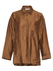 MOSS COPENHAGEN Koszula "Chris" w kolorze jasnobrązowym rozmiar: XS/S. Brązowe koszule damskie MOSS COPENHAGEN, s, bez wzorów, bez kołnierzyka, bez ramiączek. Za 113.90 zł.